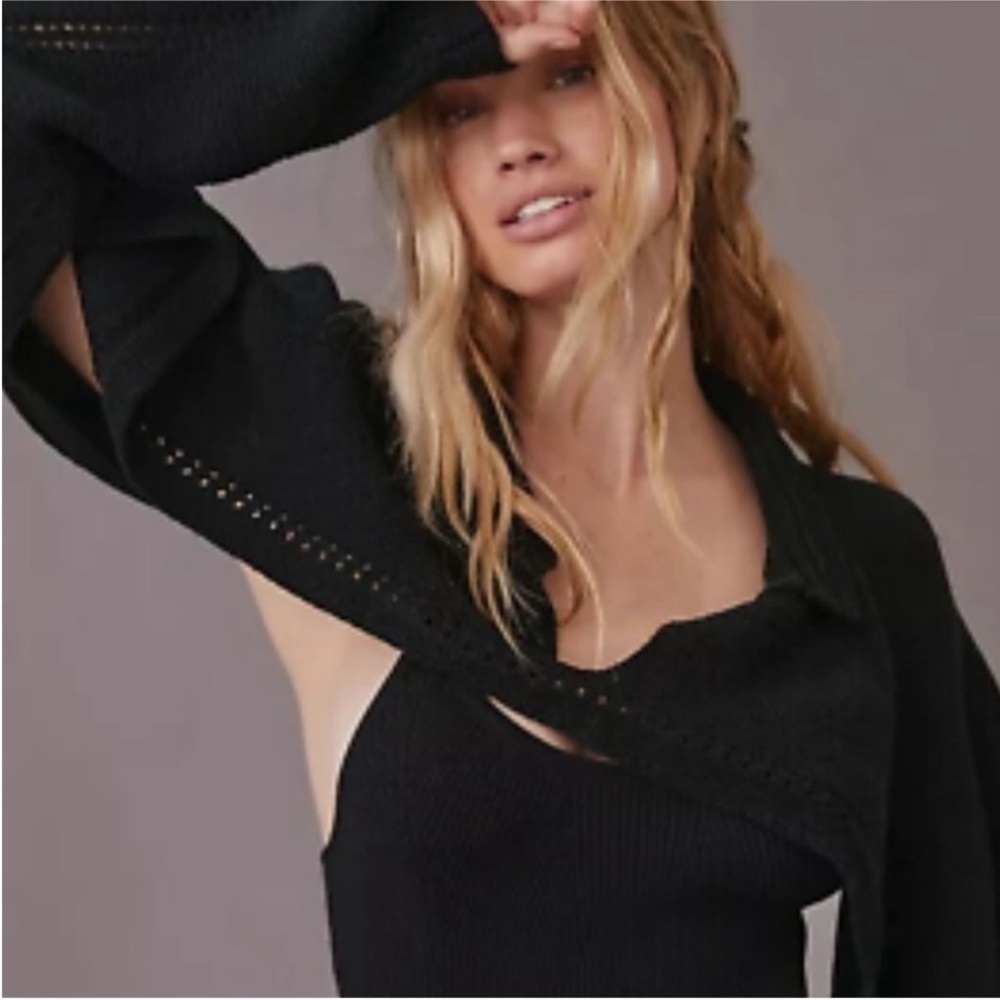 Anthropologie by Maeve Black Women's Micro Sweater
